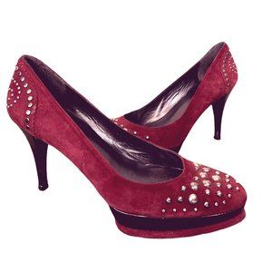 Stuart Weitzman Burgundy Suede Leather Platform Heels Women's size 8.5M